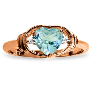 0.96 Carat 14K Solid Rose Gold Glory Blue Topaz Diamond Ring