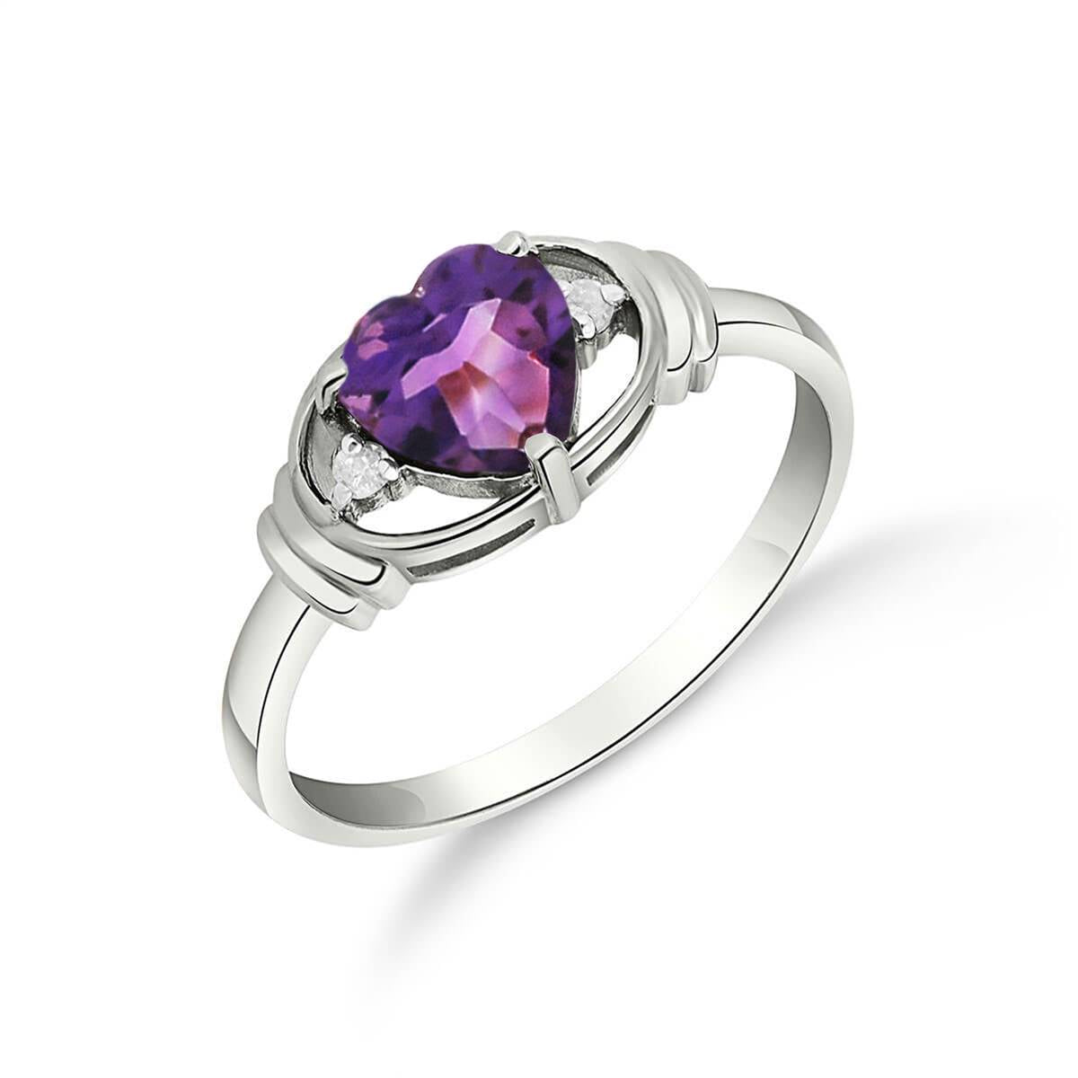 0.96 Carat 14K Solid White Gold First Let Go Amethyst Diamond Ring