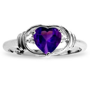 0.96 Carat 14K Solid White Gold First Let Go Amethyst Diamond Ring