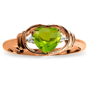 0.61 Carat 14K Solid Rose Gold Glory Peridot Diamond Ring