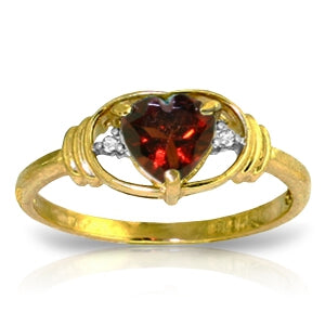 0.96 Carat 14K Solid Yellow Gold January Is Here Garnet Diamond Ring