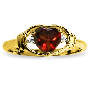 0.96 Carat 14K Solid Yellow Gold January Is Here Garnet Diamond Ring