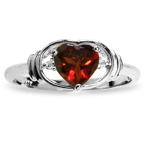 0.96 Carat 14K Solid White Gold Love So High Garnet Diamond Ring