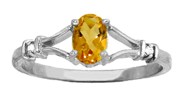 0.46 Carat 14K Solid Yellow Gold Ring Natural Diamond Citrine
