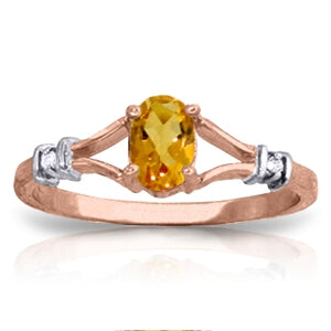 0.46 Carat 14K Solid Rose Gold Ring Natural Diamond Citrine