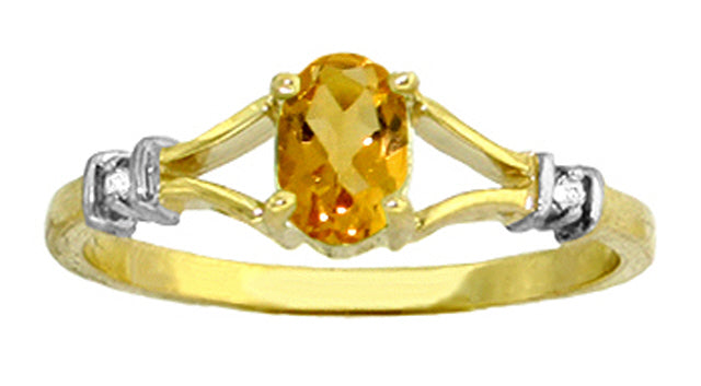 0.46 Carat 14K Solid White Gold Ring Natural Diamond Citrine