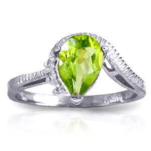 1.52 Carat 14K Solid White Gold Outstretched Hand Peridot Diamond Ring