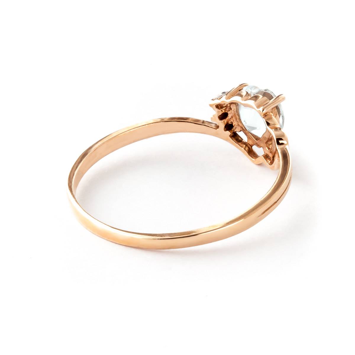 0.97 Carat 14K Solid Rose Gold Ring Natural Diamond Aquamarine