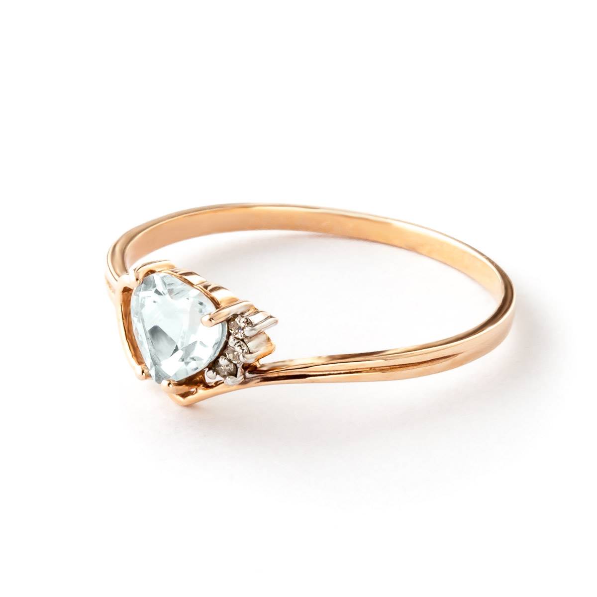 0.97 Carat 14K Solid Rose Gold Ring Natural Diamond Aquamarine