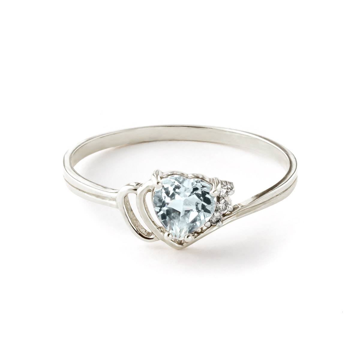 0.97 Carat 14K Solid White Gold Ring Natural Diamond Aquamarine