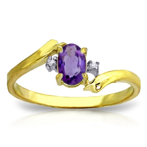 0.46 Carat 14K Solid Yellow Gold Purple Waters Amethyst Diamond Ring