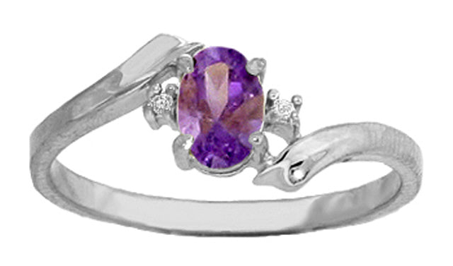 0.46 Carat 14K Solid Yellow Gold Purple Waters Amethyst Diamond Ring