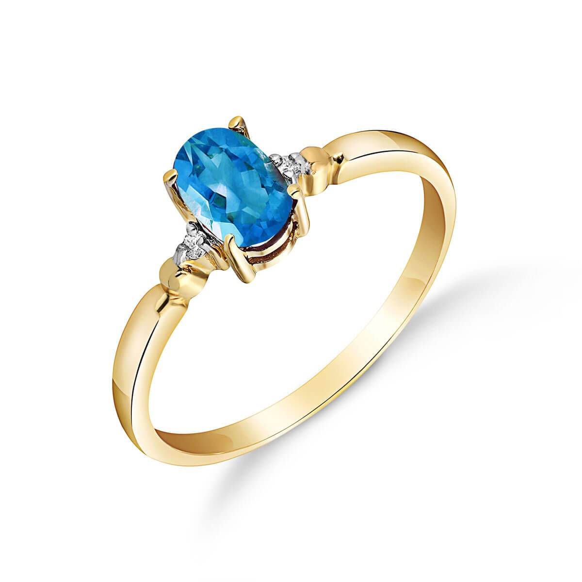 0.46 Carat 14K Solid Yellow Gold Yes Oh Yes Blue Topaz Diamond Ring