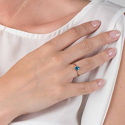 0.46 Carat 14K Solid Rose Gold Young Love Blue Topaz Ring