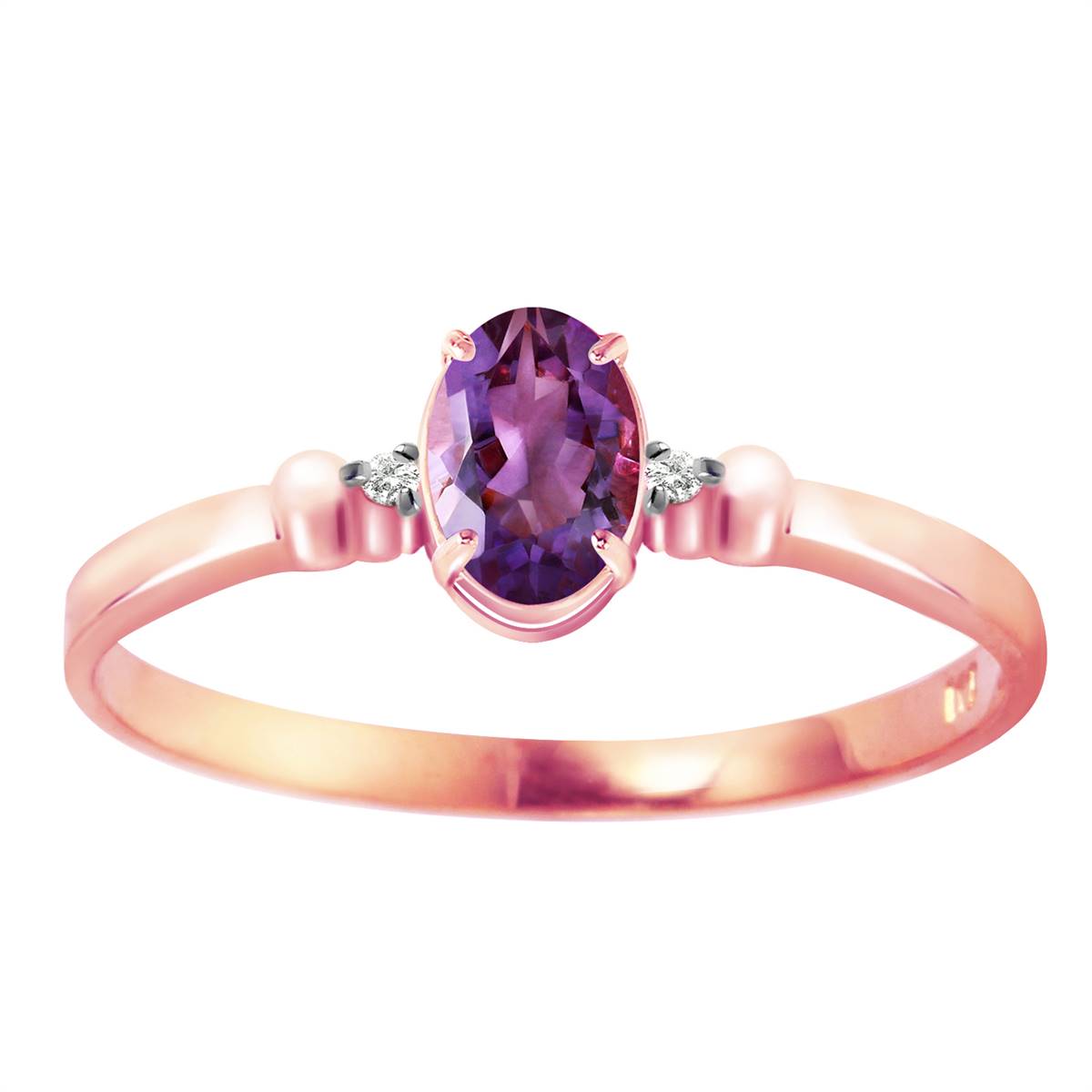 0.46 Carat 14K Solid Rose Gold Young Love Amethystr Diamond Ring
