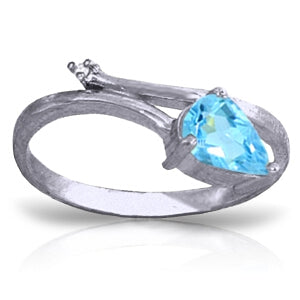 0.83 Carat 14K Solid White Gold Swinging Fully Blue Topaz Diamond Ring