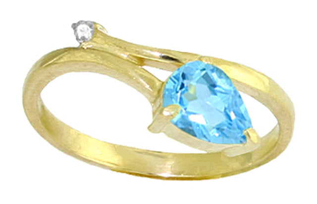 0.83 Carat 14K Solid White Gold Swinging Fully Blue Topaz Diamond Ring