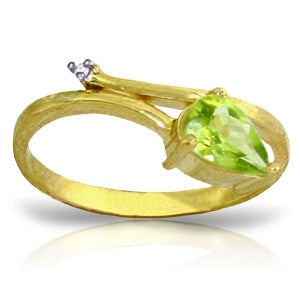 0.83 Carat 14K Solid Yellow Gold My Other Half Peridot Diamond Ring