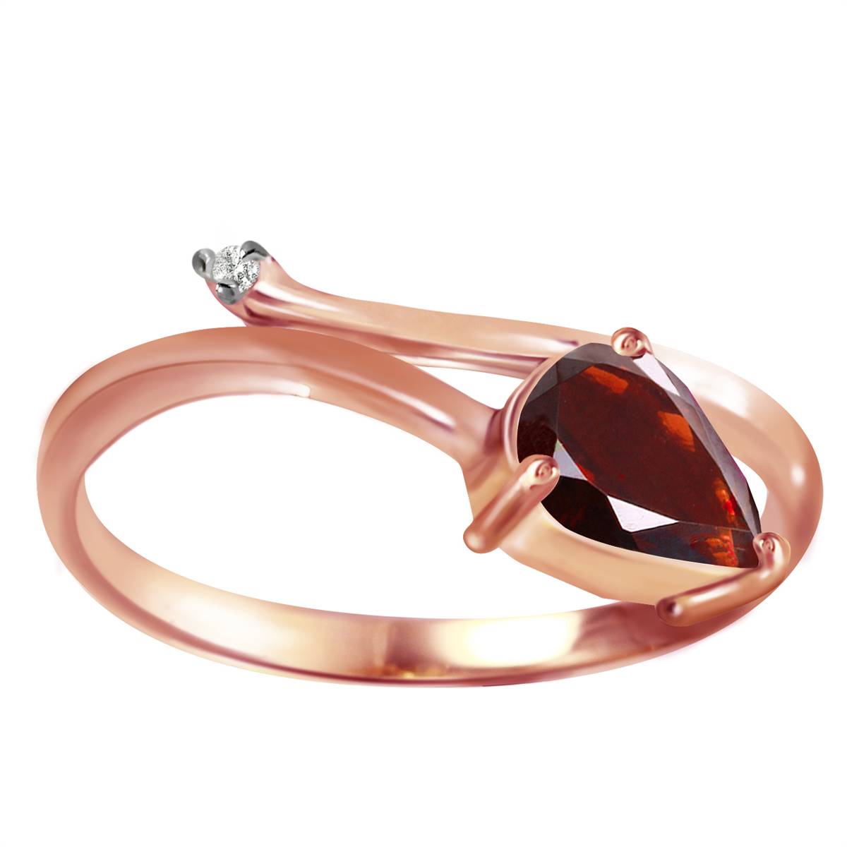 0.83 Carat 14K Solid Rose Gold Snake Charm Garnet Diamond Ring