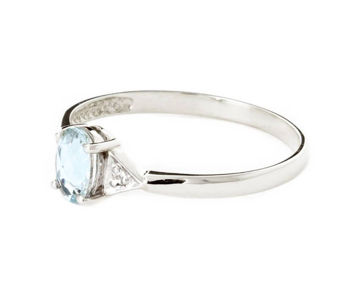 0.46 Carat 14K Solid White Gold Sur Ma Vie Aquamarine Diamond Ring