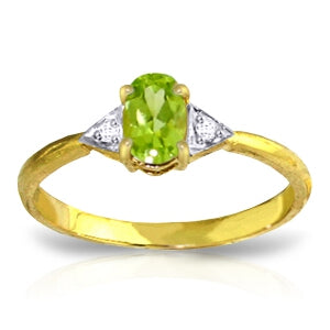 0.46 Carat 14K Solid Yellow Gold For Your Eyes Peridot Diamond Ring