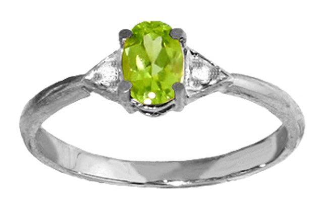 0.46 Carat 14K Solid Yellow Gold For Your Eyes Peridot Diamond Ring