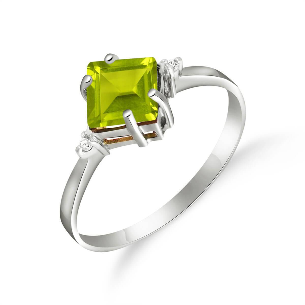 1.77 Carat 14K Solid White Gold Meant For Me Peridot Diamond Ring