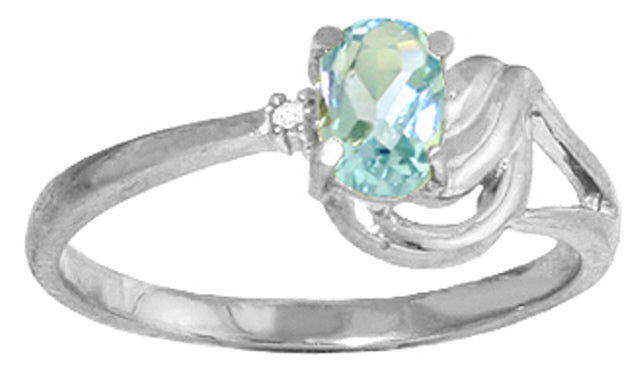 0.46 Carat 14K Solid Yellow Gold Lament Over Love Aquamarine Diamond Ring