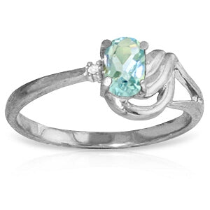 0.46 Carat 14K Solid White Gold Moonriver Aquamarine Diamond Ring