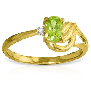 0.46 Carat 14K Solid Yellow Gold Here Comes Love Peridot Diamond Ring