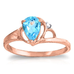 0.66 Carat 14K Solid Rose Gold Victoria Blue Topaz Diamond Ring