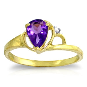 0.66 Carat 14K Solid Yellow Gold Home And Away Amethyst Diamond Ring