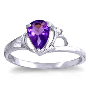 0.66 Carat 14K Solid White Gold Love Is Alive Amethyst Diamond Ring