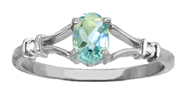 0.46 Carat 14K Solid Yellow Gold My Love Is Constant Blue Topaz Diamond Ring