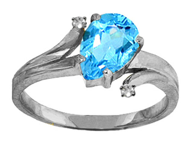 1.51 Carat 14K Solid Yellow Gold Take My Hand Blue Topaz Diamond Ring
