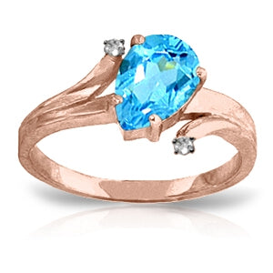 1.51 Carat 14K Solid Rose Gold Lovelight Blue Topaz Diamond Ring