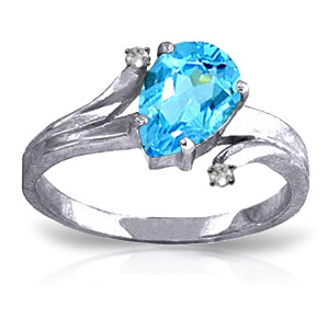 1.51 Carat 14K Solid White Gold Only Hold You Blue Topaz Diamond Ring