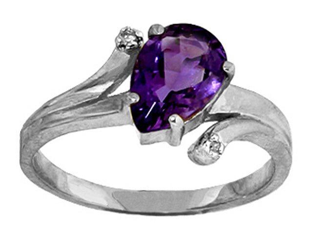 1.51 Carat 14K Solid Yellow Gold The Way We Are Amethyst Diamond Ring