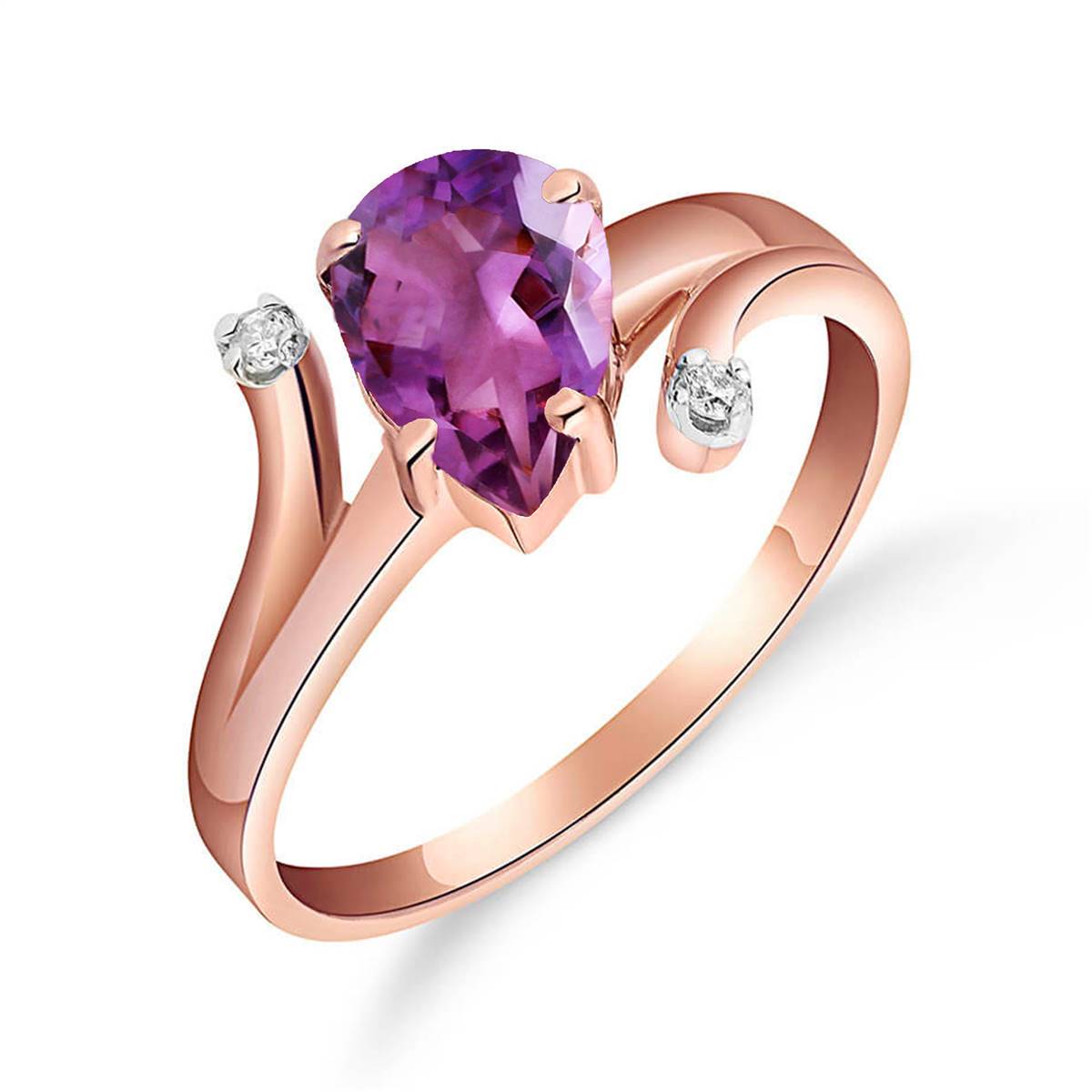 1.51 Carat 14K Solid Rose Gold Lovelight Amethyst Diamond Ring