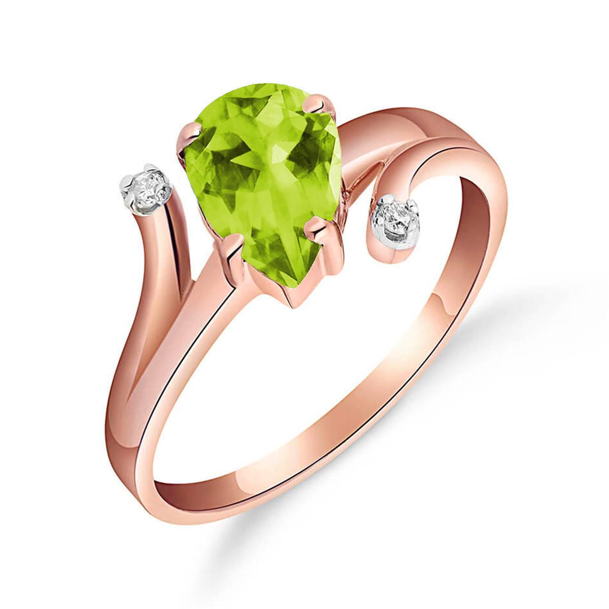 1.51 Carat 14K Solid Rose Gold Lovelight Peridot Diamond Ring