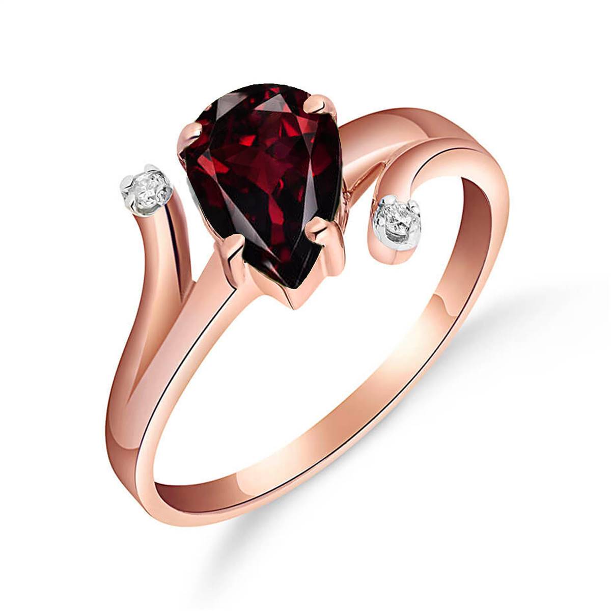1.51 Carat 14K Solid Rose Gold Lovelight Garnet Diamond Ring