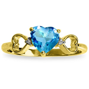 0.96 Carat 14K Solid Yellow Gold Light Of Mine Blue Topaz Diamond Ring