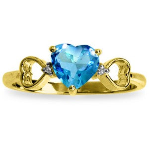 0.96 Carat 14K Solid Yellow Gold Light Of Mine Blue Topaz Diamond Ring