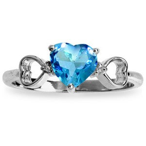 0.96 Carat 14K Solid White Gold Carry You Home Blue Topaz Diamond Ring