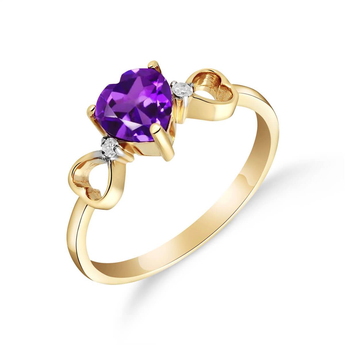 0.96 Carat 14K Solid Yellow Gold Color Me Purple Amethyst Diamond Ring