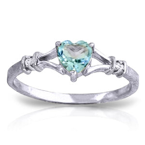 0.47 Carat 14K Solid White Gold Risk And Glory Blue Topaz Diamond Ring