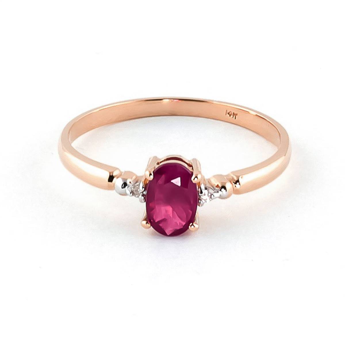 0.51 Carat 14K Solid Rose Gold Ring Natural Diamond Ruby