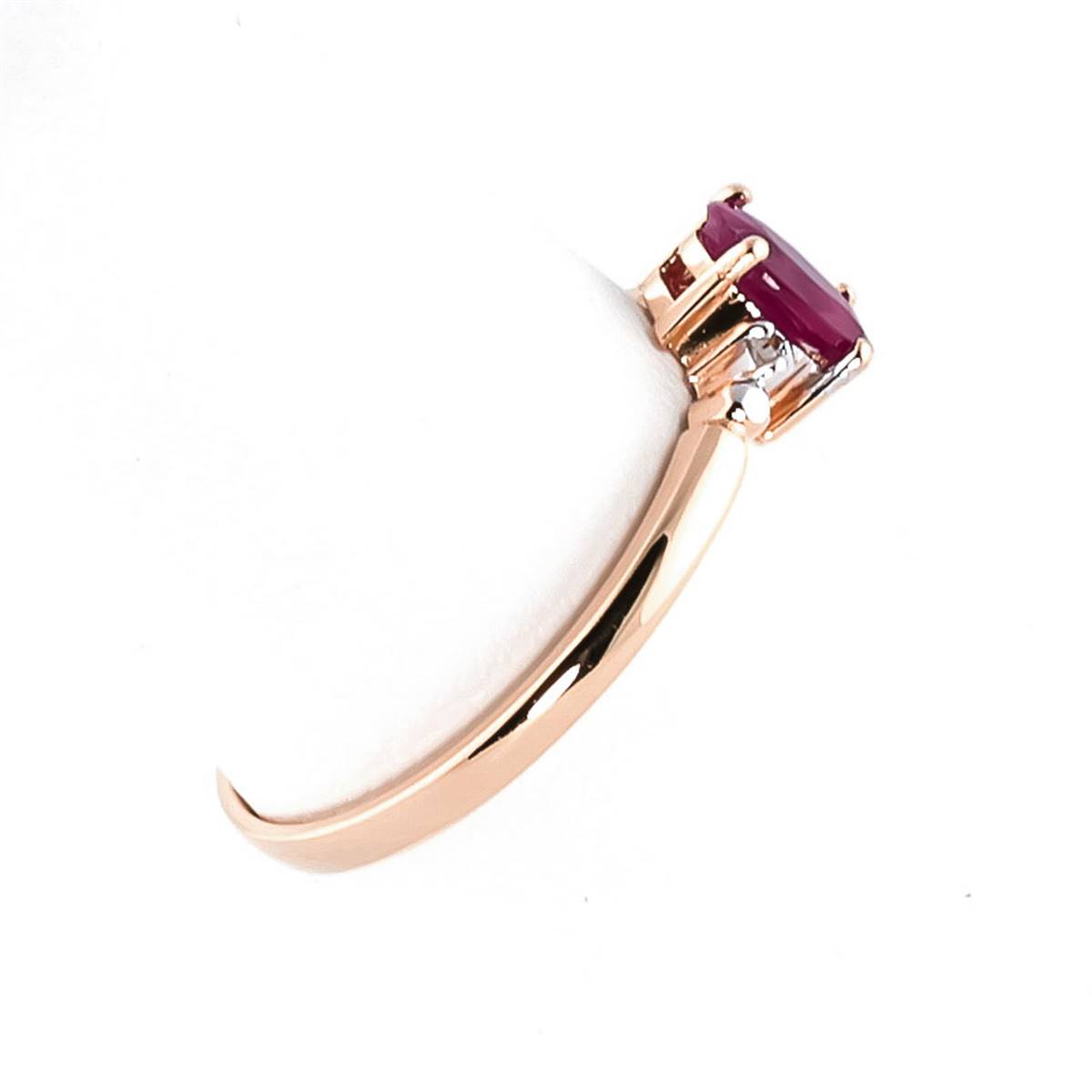 0.51 Carat 14K Solid Rose Gold Ring Natural Diamond Ruby