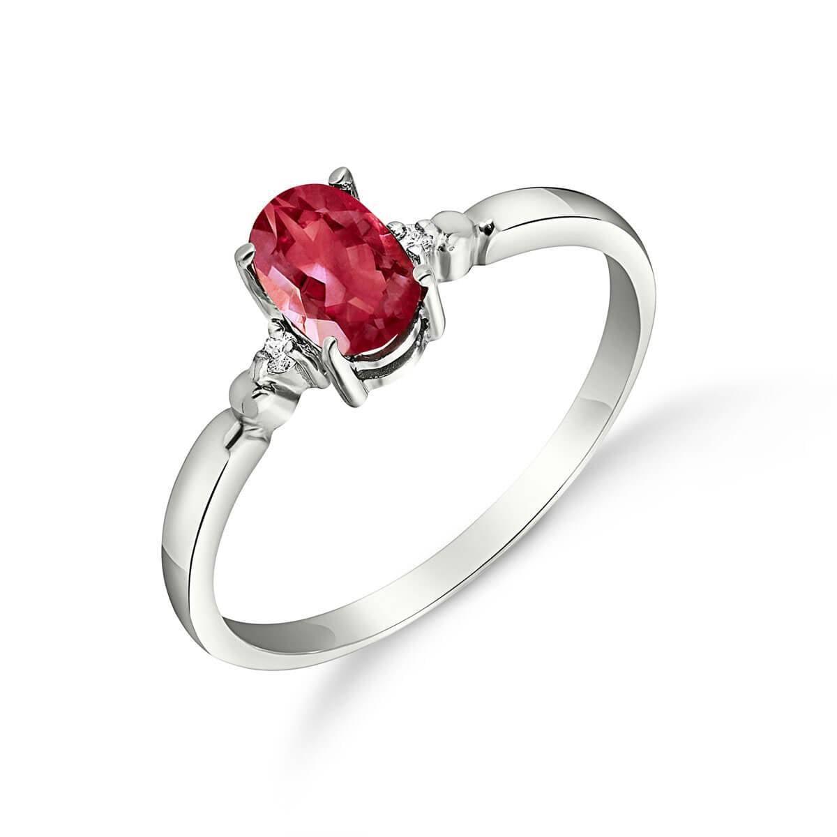 0.51 Carat 14K Solid White Gold Ring Natural Diamond Ruby