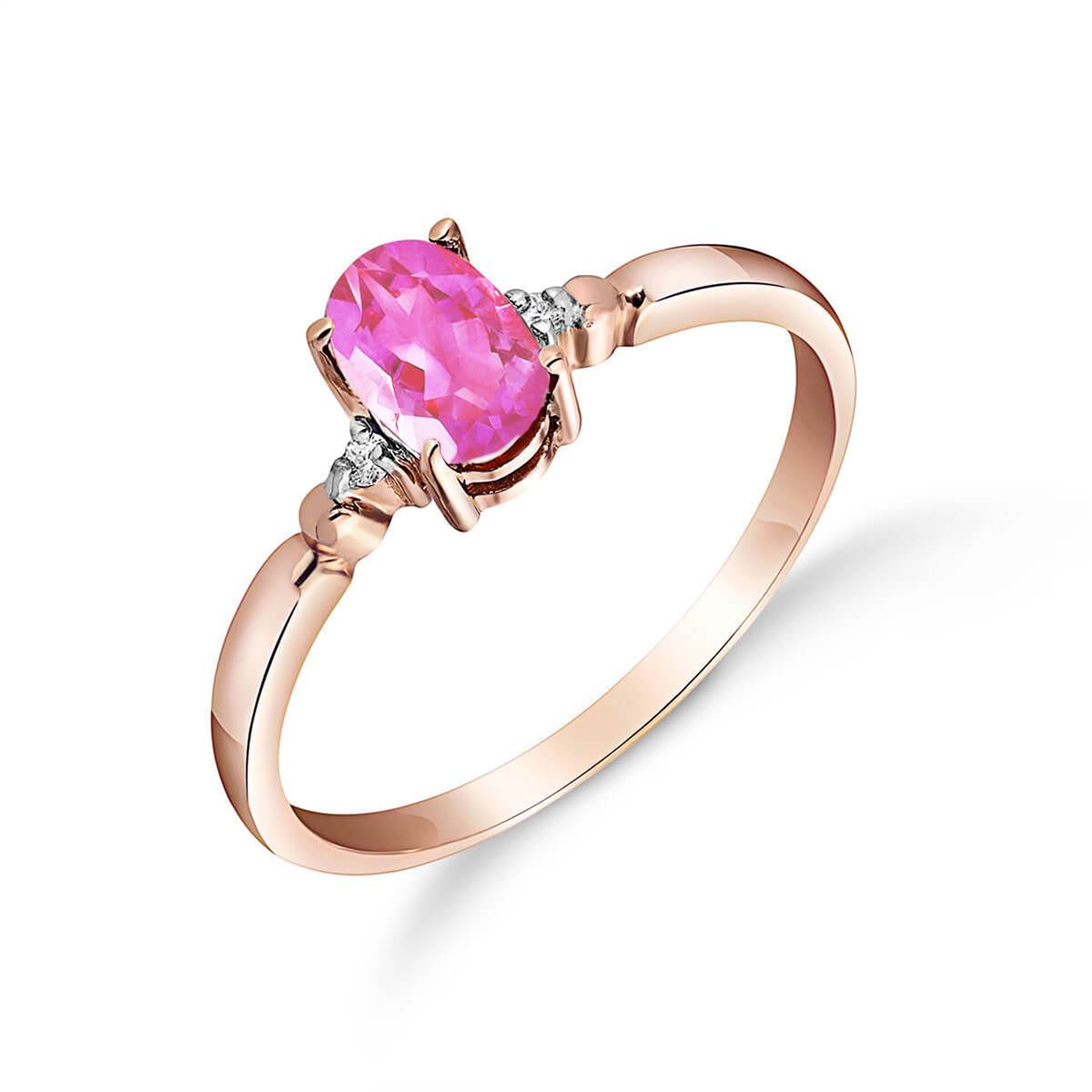 0.46 Carat 14K Solid Rose Gold Ring Natural Diamond Pink Topaz